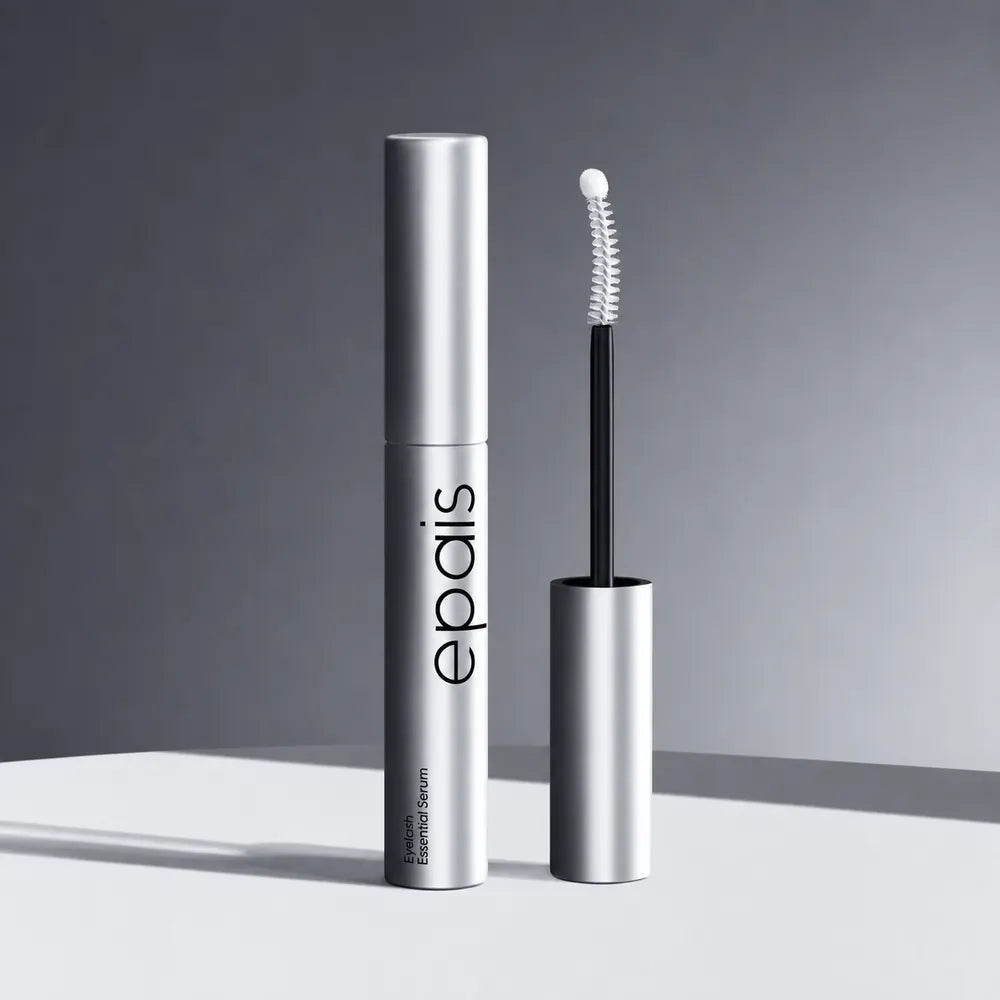 Sérum ÉPAIS Eyelash Essential: tubo plateado con aplicador
